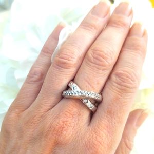 14k White Gold & Diamond Ring- Size 7.5